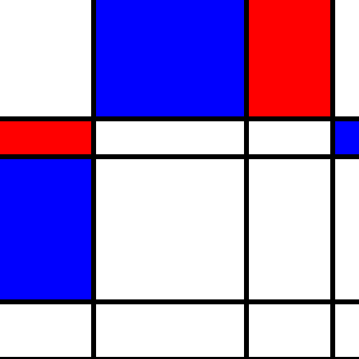more rigid grid with some red and blue blocks